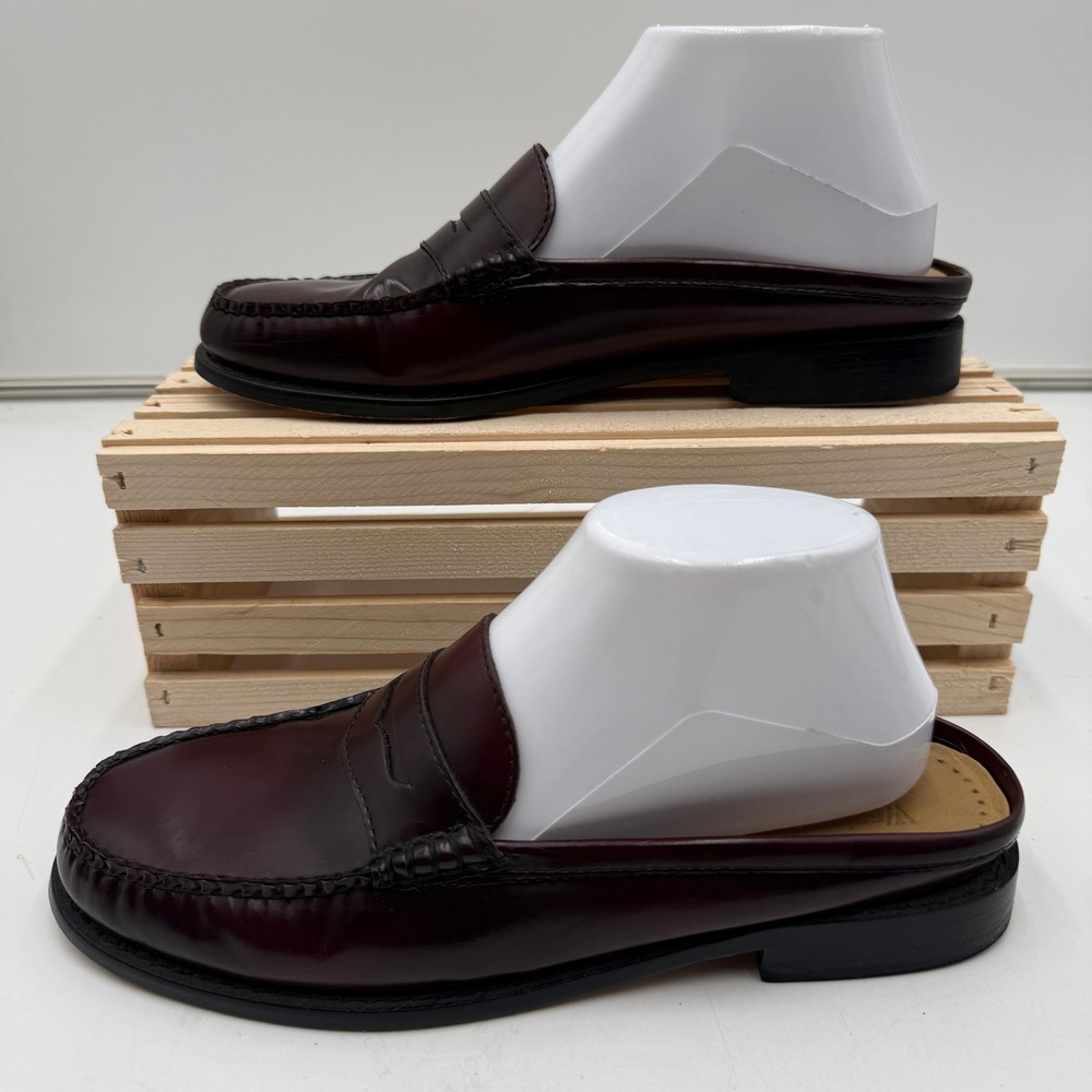G.H. Bass Weejuns Penny Loafer Mules Wine Leather Slip On Womens Size 8M - Picture 4 of 9